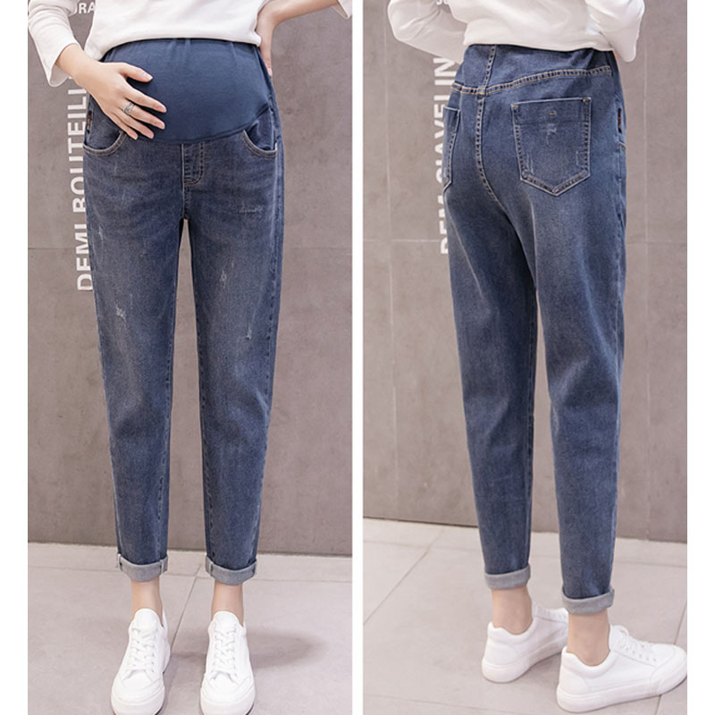 

Vintage Boyfriend Denim Jeans Maternity Haren Pants Loose Trousers For Pregnant Women Pregnancy Jeans High Waist Trousers Pants, Black