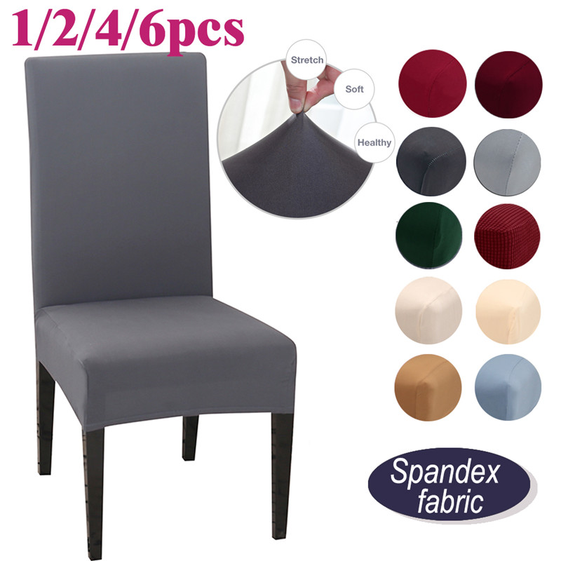 

1/2/4/6/8Pcs Solid Color Chair Cover Spandex Stretch Elastic Seat Slipcovers Modern Plain Chair Protector for Kitchen DiningRoom