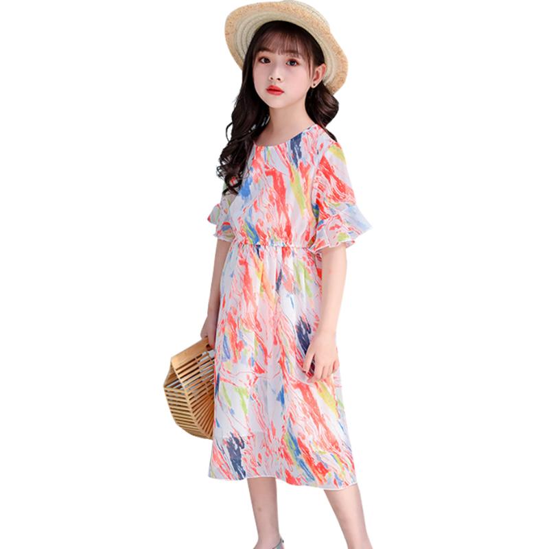 

Girl Dress Graffiti Pattern Kids Party Dresses For Girls Summer Dress For Children Casual Style Childrens Clothing 6 8 10, As picture