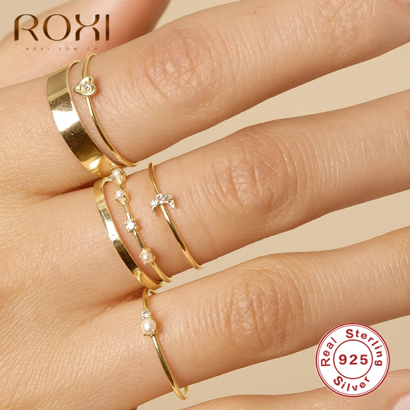 

ROXI Lovely Pearls Zircon Wedding Engagement Ring for Women Girls Real 925 Sterling Silver Finger Rings Dainty Ring Jewerly Anel