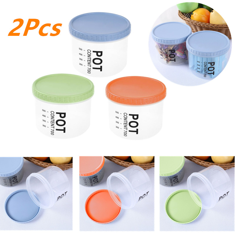 

2Pc Storage Jar Boxes Containers 700ml BPA-Free Reusable Jars with Leak-Proof Screw Lid Airtight Container Kitchen Supplies