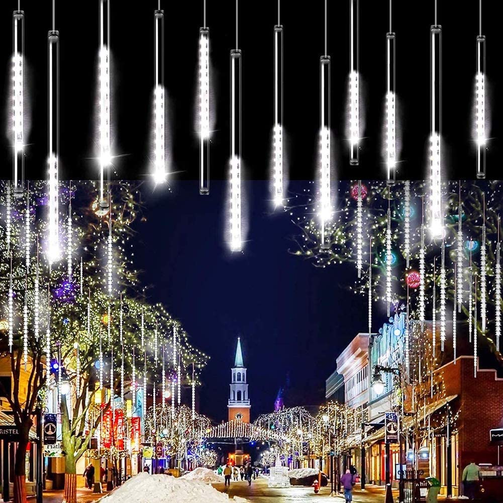 

LED Strings, Falling Rain Meteor Shower Lights Christmas Lighting 30cm 6 Tube 144 LEDs, Fall Drop Icicle String Light for Xmas Trees Holiday
