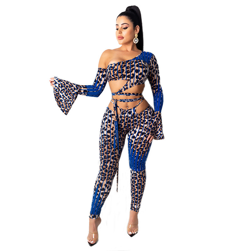 

Women' Tracksuits Felyn 2021 Quality 2 Pcs Women Set Print Bare Shoulder Long Sleeve Tops Pants Summer Sweatsuits, Multi