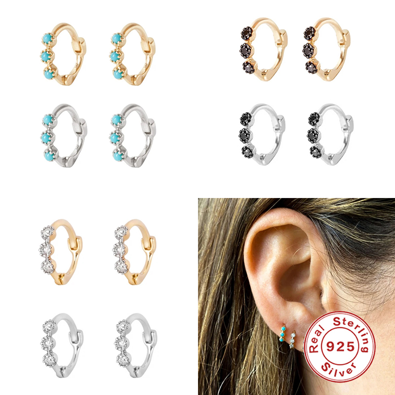 

ROMAD 925 Sterling Silver Hoop Earrings For Women Pendientes Zircon Earrings Birthday Present kolczyki damskie