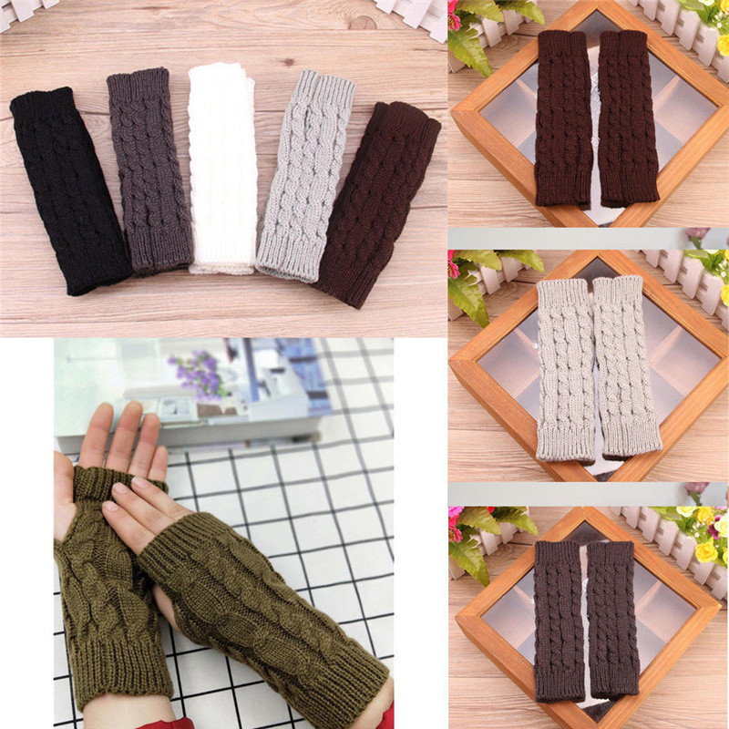 

Winter Ribbed Gloves Fashion Women Men Soft Warm Mitten Knitted Fingerless