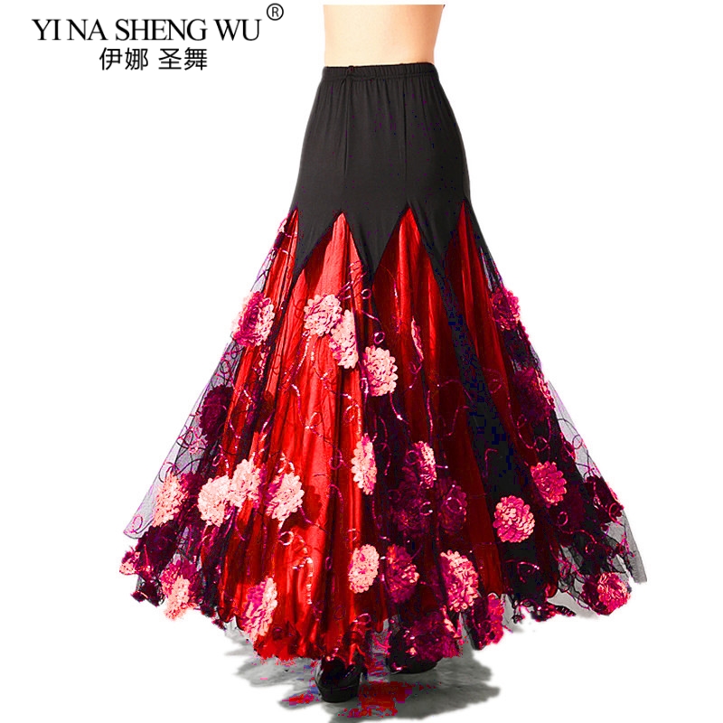 

New Luxurious Adult Bellydance Costume Skirts Ballroom Dancing Gypsy Costume Skirt Belly Dance Waltz Oriental Belly Skirt, Red