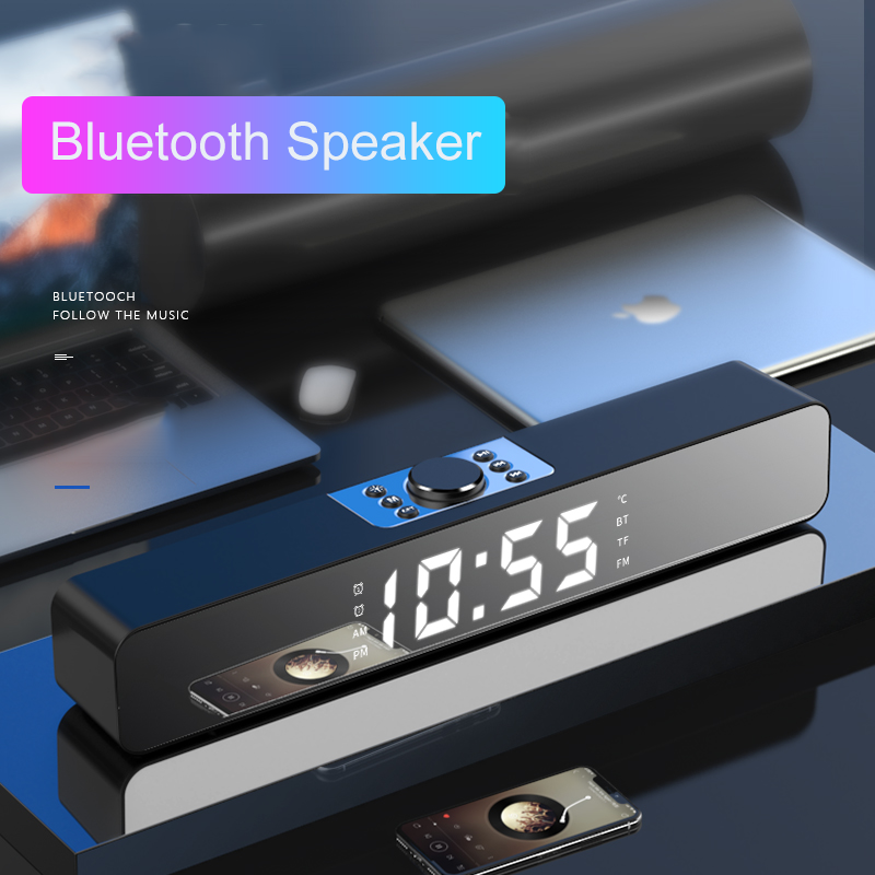 

LED TV Sound Bar Alarm Clock AUX USB Wired Wireless Bluetooth Speaker Home Theater Surround SoundBar for PC TV Computer Speaker