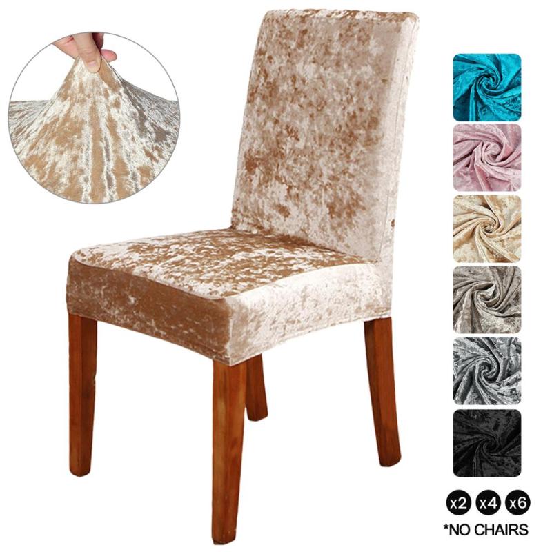 

Crushed Velvet Dining Chair Cover Slipcovers Spandex Elastic Chair Slipcover Dining Room Case for Kitchen Wedding Banquet