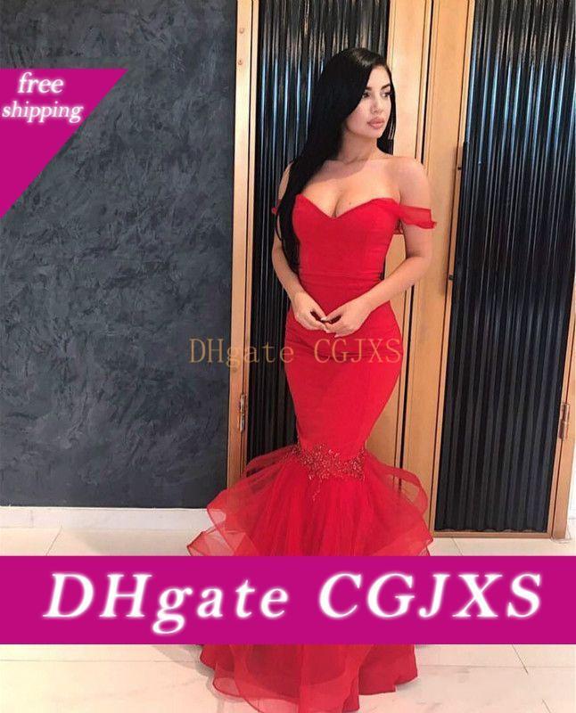 red lace fishtail dress