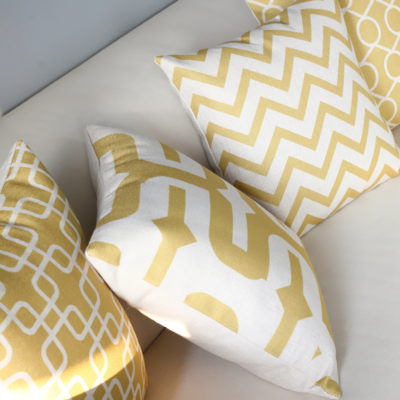 

Nordic Yellow Geometric Pillow Cover Home Decorative Geometry Cushion Cover Linen Pillow Case Office Sofa Cushion