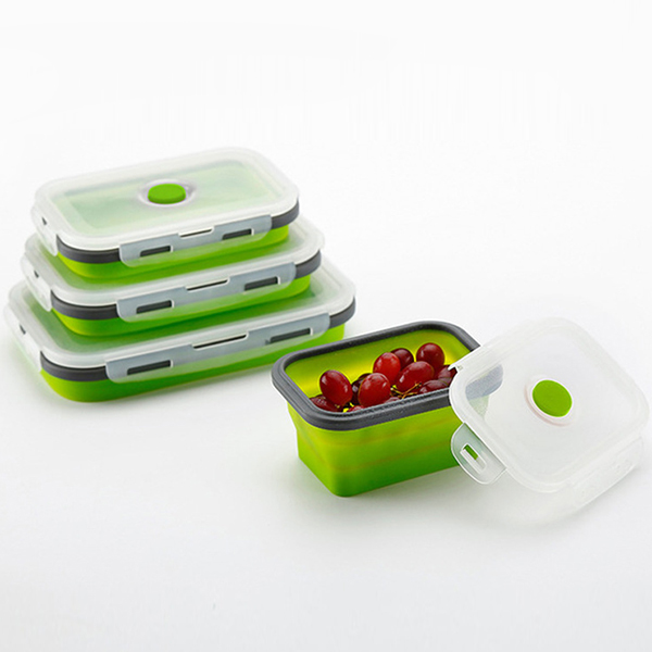 

Foldable Meal Box Silicone Portable Lunch-Box BPA Free Support Microwave Oven 4pcs Collapsible Outdoor Storage Container