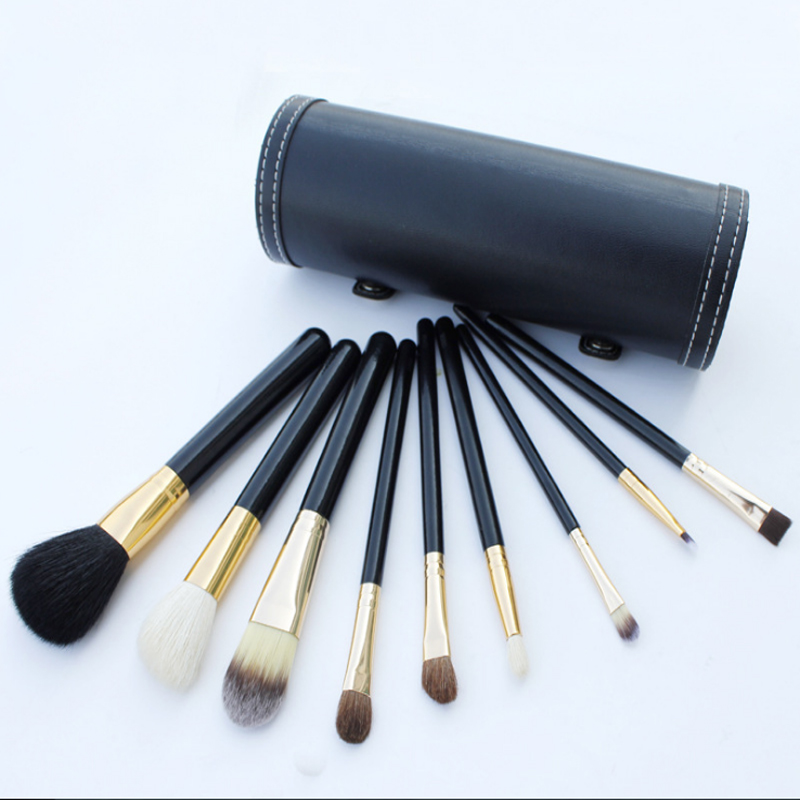 9PCS pinceau de maquillage Set de haute qualité batterie maquillage brosse en bois naturel portable poignée beauté Outils cosmétiques Brosses à c