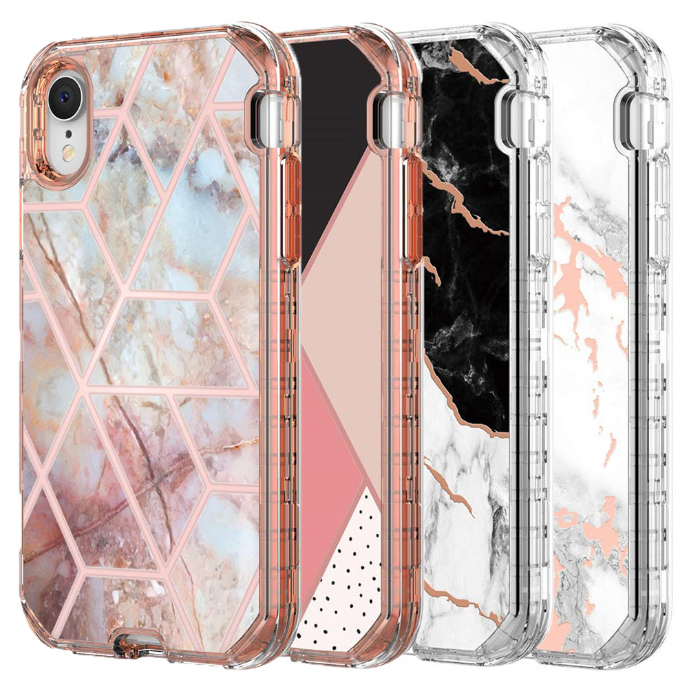 

For Iphone 11 Case Luxury Marble 3in1 Heavy Duty Shockproof Full Body Protection Cover For Iphone 12 XR Samsung Note 20 S20, Color : #3
