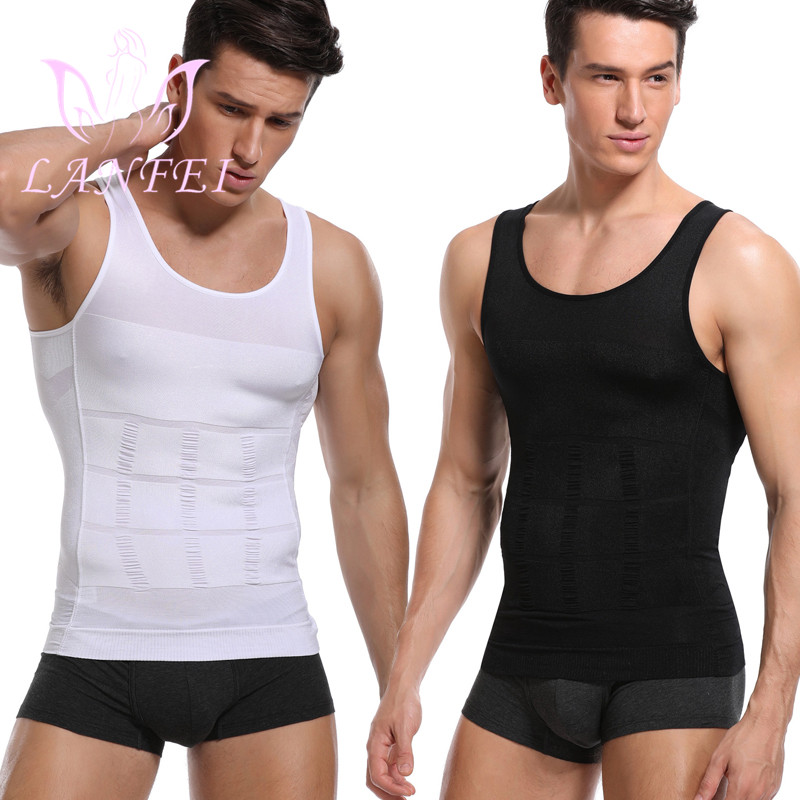 

LANFEI Mens Waist Trainer Body Shaper Vest Compression Slimming Thin Chest Waist Vest Elastic Slim Belly Control Shirt Shapewear