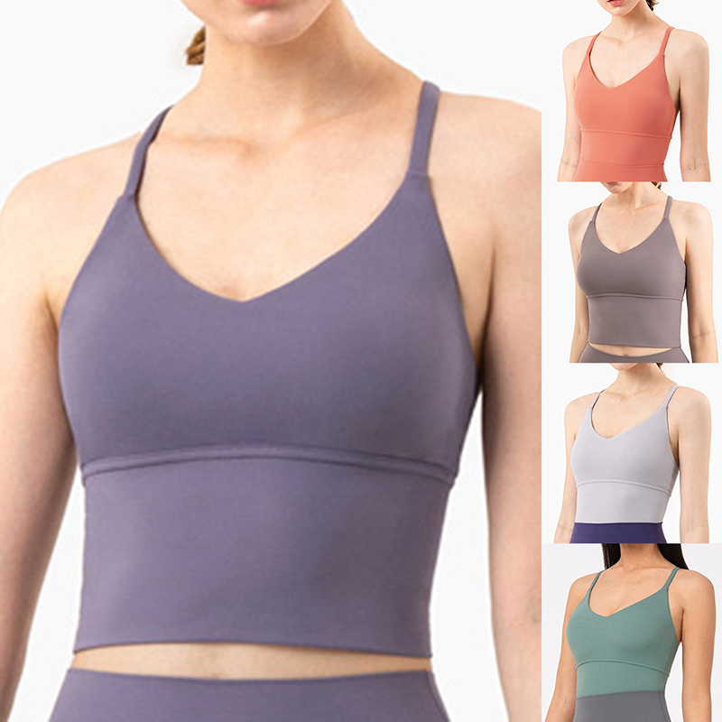

2020 Yoga Sports Bra Women Fitness Gathered Tank Top Seamless Yoga Bra Underwear Running Gym Crop Top Women PushUp Sportswear, Color 4