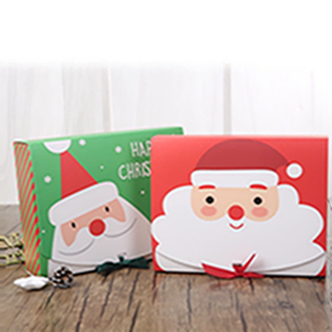 

Christmas Eve Big Gift Box Santa & Fairy Design Papercard Kraft Present Party Favour Activity Box Red Green EEA684