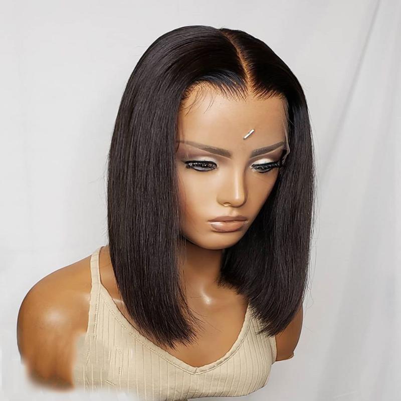 

4x4 Short Bob Wig 150% Lace Closure Human Hair Wigs For Women Straight Hair Pre Plucked Remy Brazilian Pre Plucked Slove Rosa, 4x4 lace wig