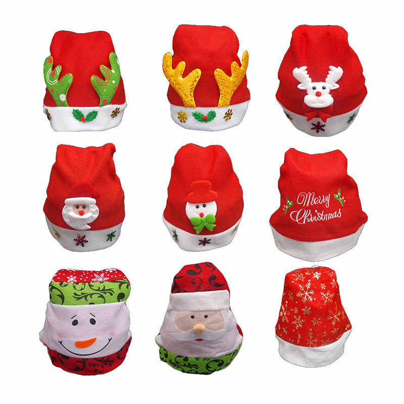 

Christmas hat non-woven Christmas Hat Adult Children cartoon luminous brushed old man deer snowman