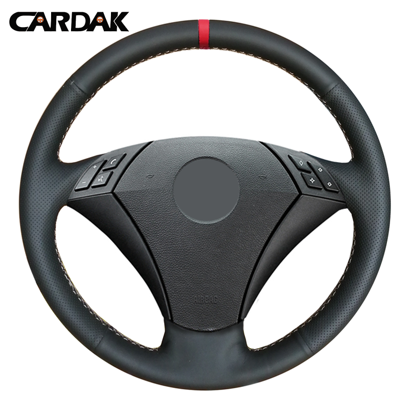 

CARDAK DIY Black Artificial Leather Hand-Stitched Car Steering Wheel Covers for BMW E60 530 523 523li 525 520li 535 545i