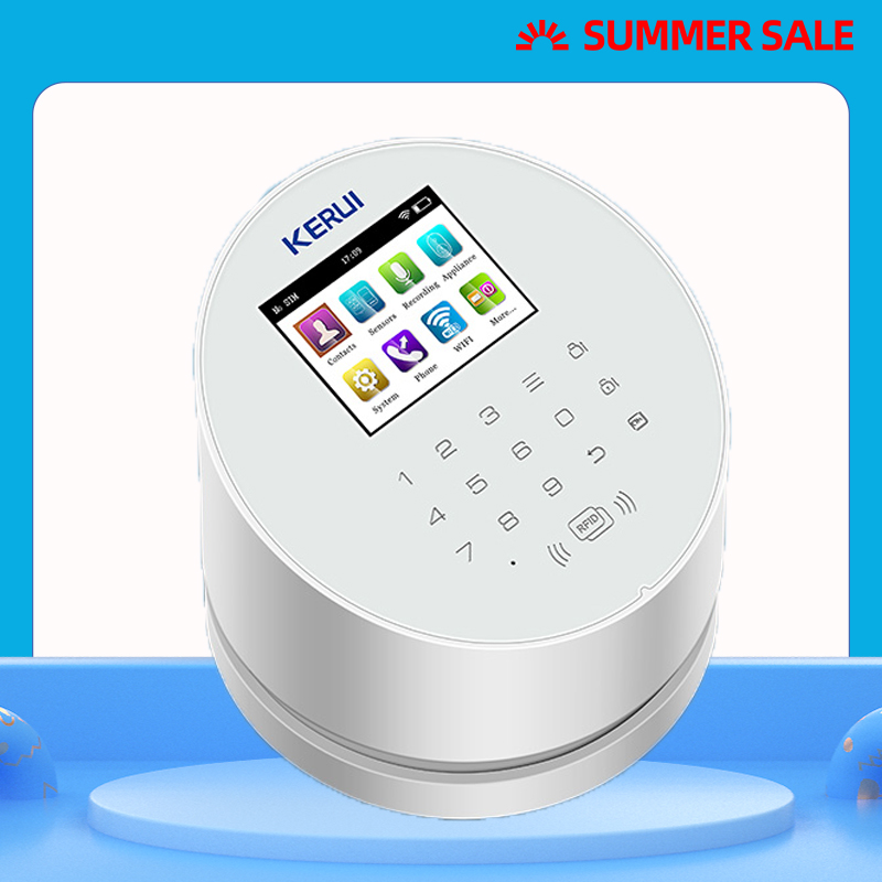

KERUI W2 WiFi PSTN GSM Wireless Alarm Panel Home Burglar Security System APP Control Compatible with RFID IP Camera PIR Detector