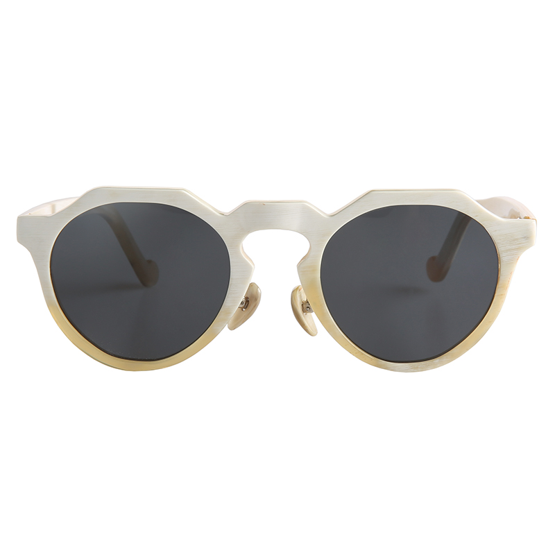 

2020 new style beige yellow color oval round horn frame polarized sunglasses horn eyeglasses glasses