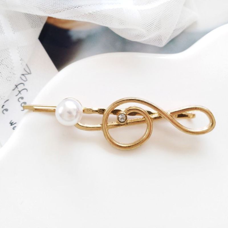

Korean Korean Style Geometric Music Note Treble Clef Shape Wavy Bobby Pins Women Girls Metallic Glitter Hair Clips Faux Pearl