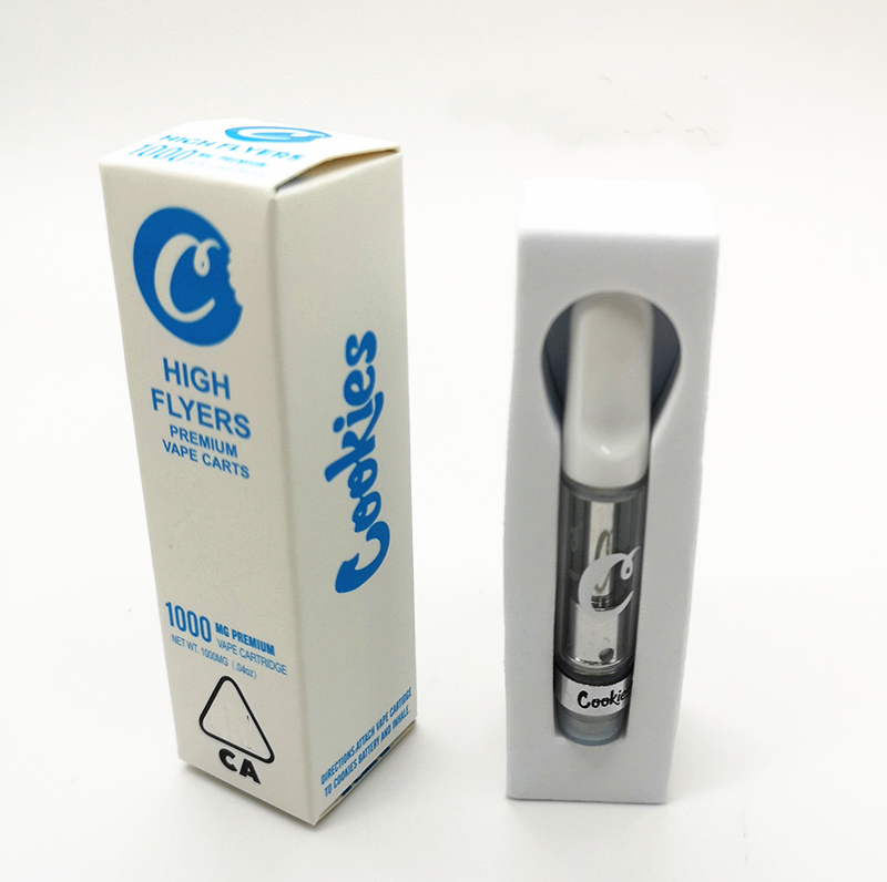 

Cookies Vapes Cartridges 0.8ml 1.0ml Ceramic Coil Carts High Flyer Hologram Push Packing Box 510 Thread Pyrex Glass Tank E-Cigarette