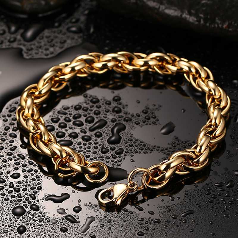 

Punk Man Simple Stainless Steel Charm Cuban Chain Curb Bracelet Female Wrist Jewelry Fashionable Twist Braclet Gift Wholesale