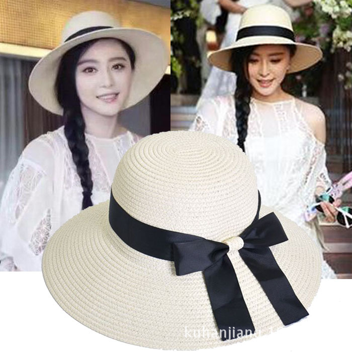 

2020 Summer Straw Hat Women Large Wide Brim Beach Hat Sun Foldable Sun Block UV Protection Panama Bone Chapeu Feminino