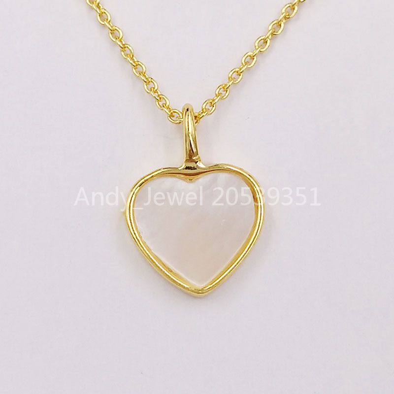 

Authentic 925 Sterling Silver pendants Gold And Mother-Of-Parel Xxs Heart Necklace Fits European bear Jewelry Style Gift 812782000