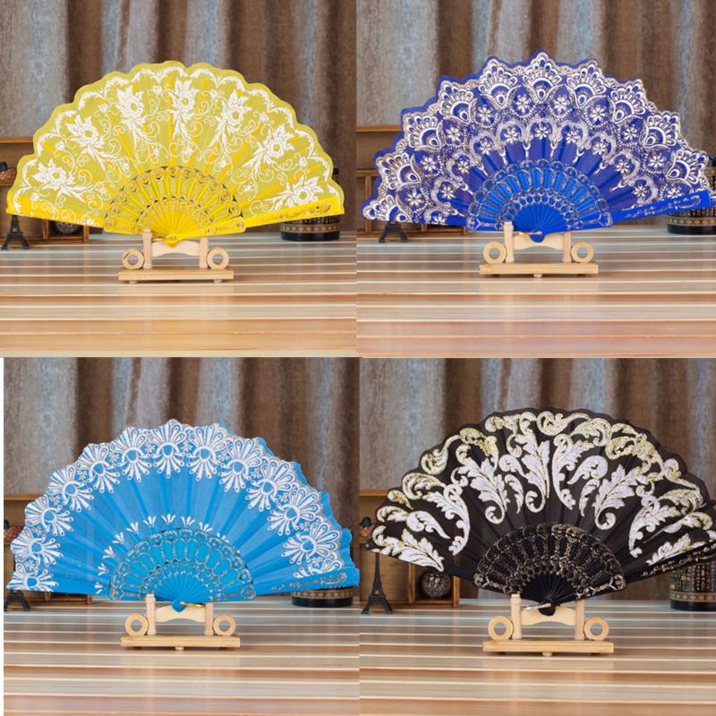 

12pcs Folding Fans Wedding Favors For Guests Wedding Fan Dance Folding Elegant Lace Cloth Silk Party Favors Home Decor Fans