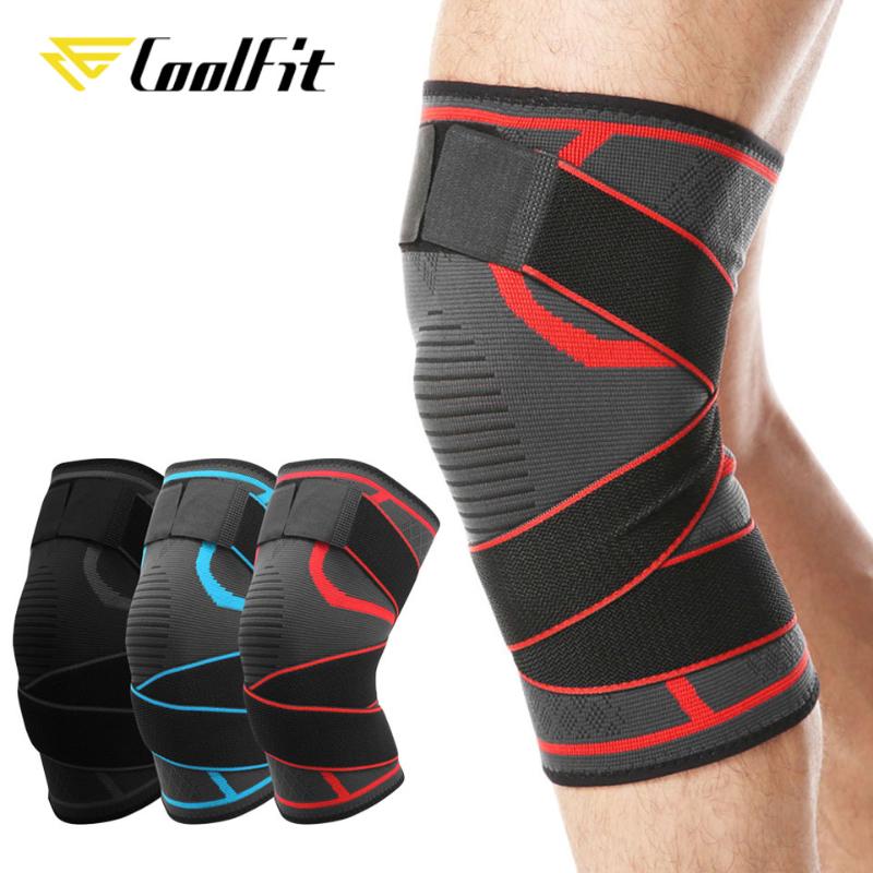 

CoolFit 1PCS Dual-use Pressurized Knee Pads Strap Removable Knee Brace Support Crossfit Fitness Running Sports Protector, Black