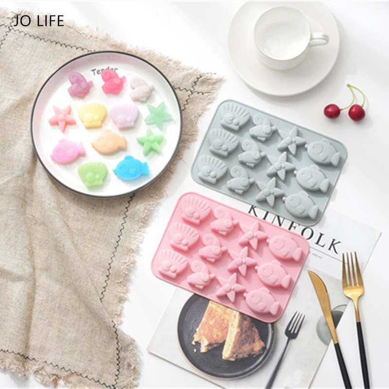 

JO LIFE Cartoon Silicone Cake Decoration Tool Fish Starfish Chocolate Cookie Mold