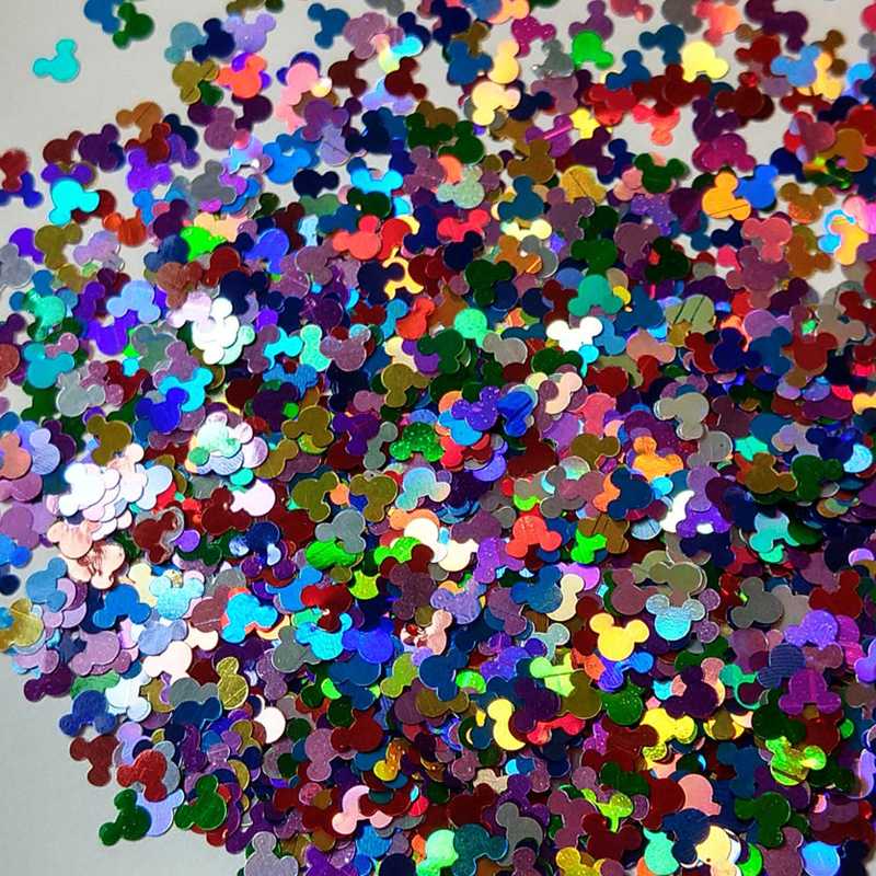 

50g multi-colored holographic mouse head spangle glitter confetti for nail Shaped Holographic Glitter - Crafting - Loose