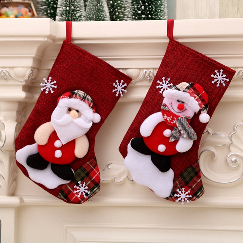 

New Christmas Stockings Socks Santa Claus Candy Gift Bag Christmas Decorations for Home Festival Party Ornaments