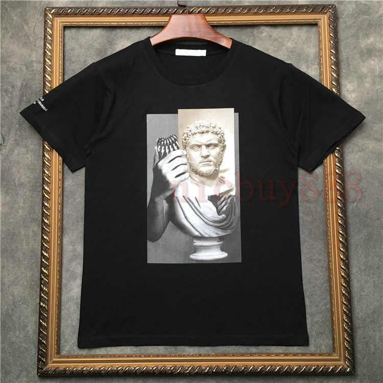 

Newest summer Designer brand clothing mens geometry printing t shirt fashion Tshirts womens statue print t shirts casual tee cotton tops, Black