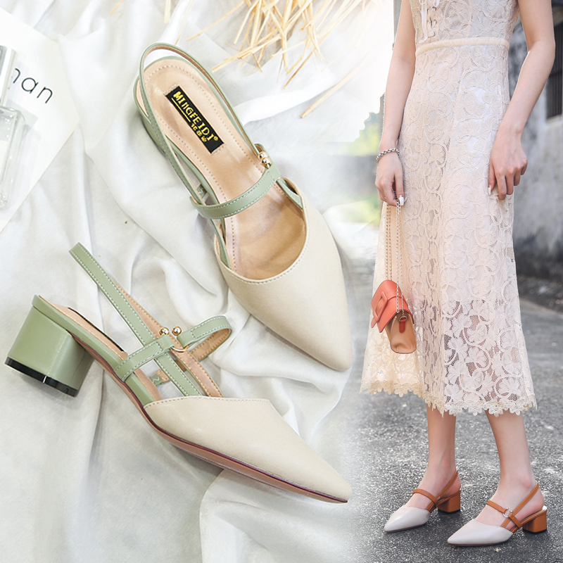 

Women's Sandals 2020 Summer Plus Size 34-43 Square Med Heels 5cm Female Sandal Heels Sexy Point Toe Lace-Up Elegant Wedding Pump, 8898-3-brown