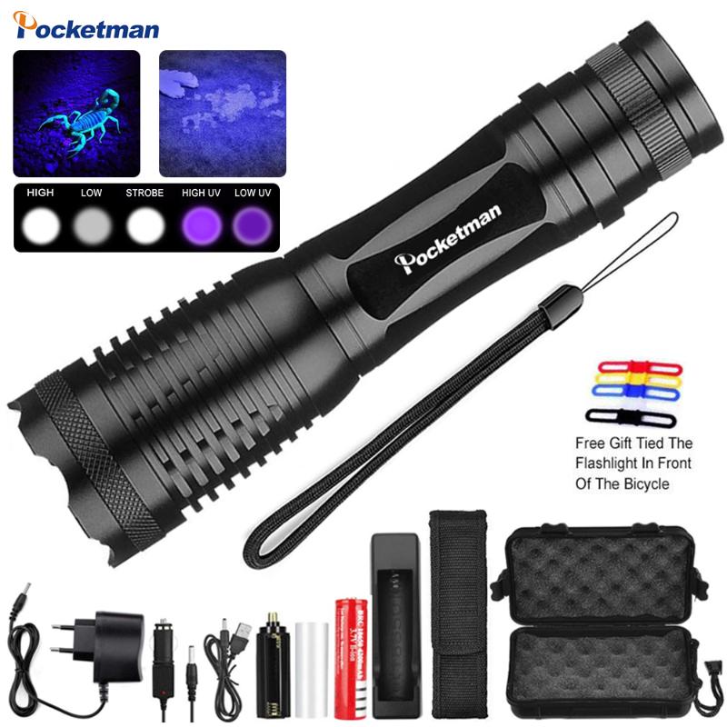

8000lums 2 in 1 UV LED Linternas Torch 395nm Ultraviolet Urine Detector for camping Carpet Pet Urine Catch Scorpions