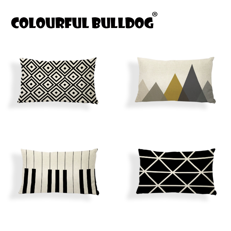 

Cushion Covers Black And White Geometry Popular Modern Styles Plaid Decor Pillowcases For Sofa Lumbar Support Throw Pillow Cases, 15