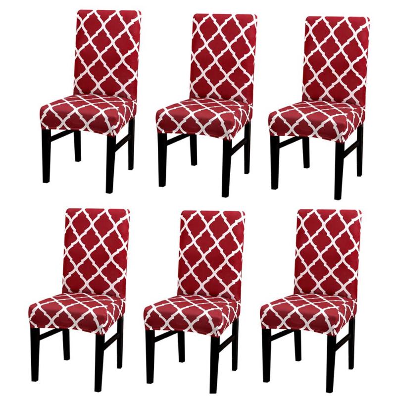 

6Pcs Elastic Chair Cover Home Dining Removable Anti-dirty Kitchen Seat Case Stretch Chair Cover For Hotel Stool Table Dining