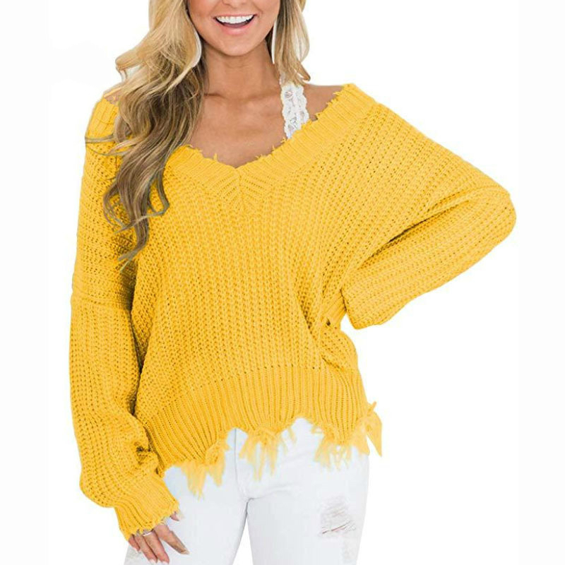 

Sexy V Neck Off Shoulder Sweater Women 2020 Long Sleeve Autumn Sweater Pullover Women Casual Loose Knitted Pullover Tops, Black