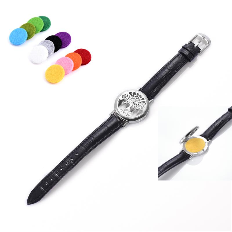 

Various design Christmas Gift Genuine Leather & Stainless Steel Essential Oil Diffuser Bracelet Fragrancy Jewelry for Men