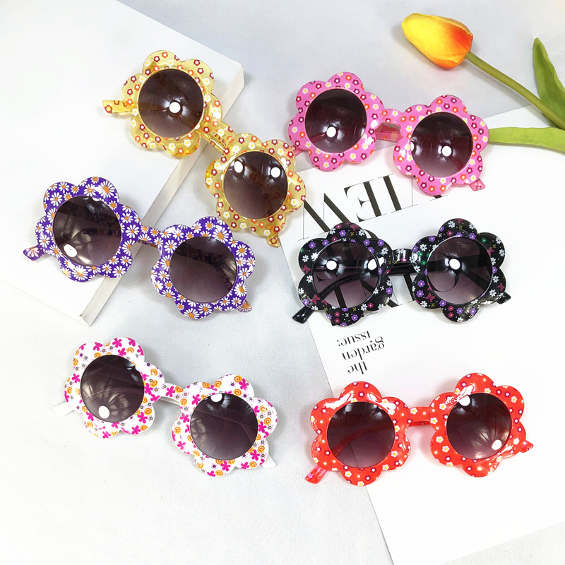

Kilig Vintage Kids Sunglasses Child Sun Glasses Round Flower Gafas Baby Children UV400 Sport Sunglasses printied