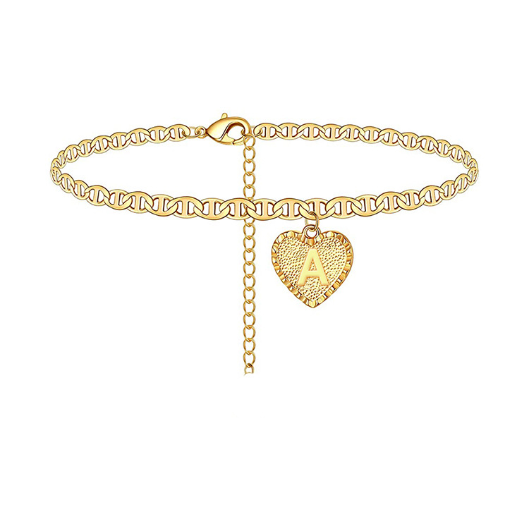 

Hot Sale Heart Initials Ankle Bracelet 14k Gold Plated Letter Anklet Barefoot Beach Jewelry Accessories Leg Bracelet for Women Girl Jewelry