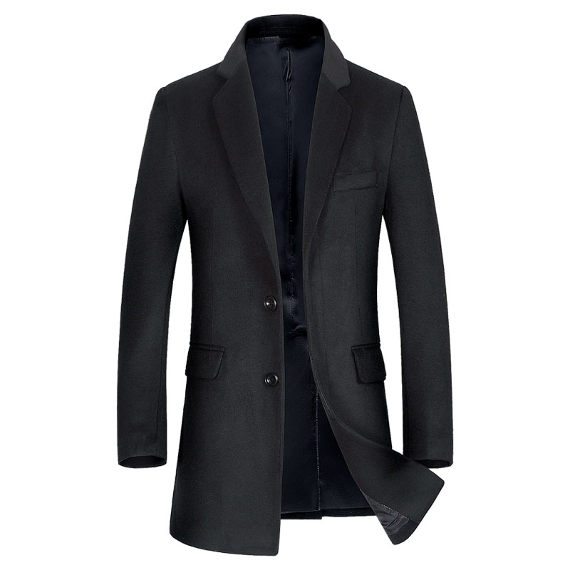 

Mens Autumn&Winter Stylish Solid Long Wool Trench Coat Men High Quality Fashion Silm fit Wool Overcoat, Wine red