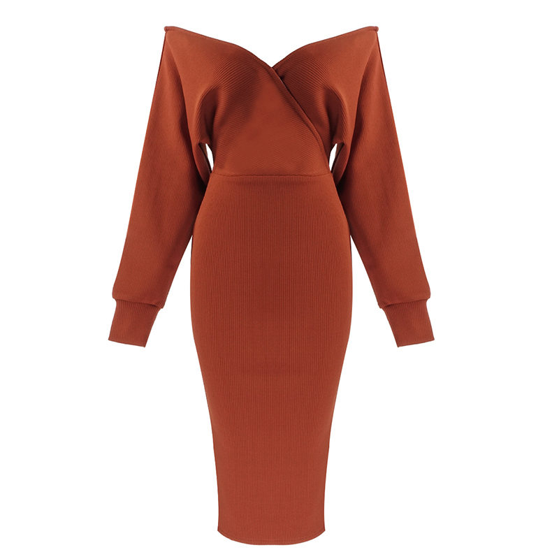 

Bodycon Bandage Dress Club Party Dress Elegant Ladies Bandage Autumn Fashion Knee Length, Black