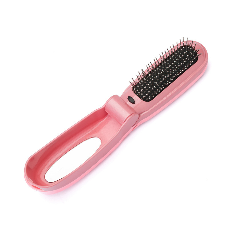 

Folding Massage Comb Convenient Electric Hair Comb with Mirror Antistatic Straight Hair Hairdressing Tool