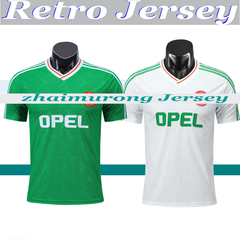 

1990 1992 Ireland RETRO soccer jersey vintage football shirt Republic of 1990 92 World cup kit green white Ireland National Team Jerseys, 90/92 away jersey