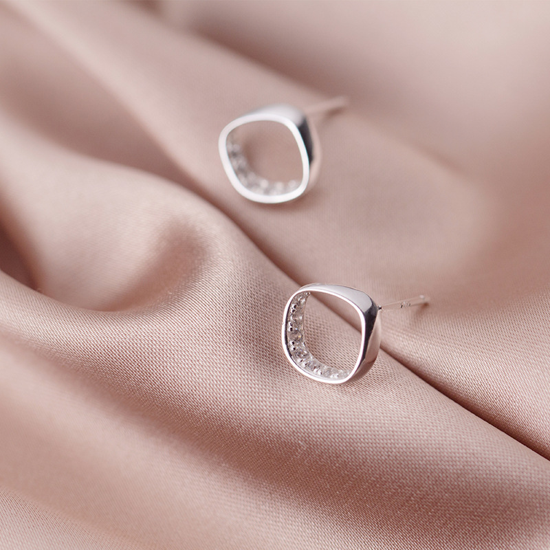 

La Monada Hollow Square Korean Minimalist Women Earrings Silver 925 Fine Jewelry Silver 925 Stud Earrings For Women