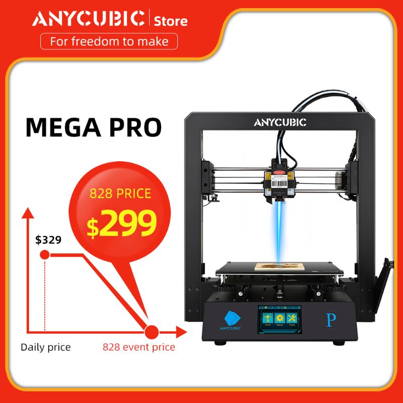 

ANYCUBIC Mega Pro 3d Printing Laser Engraving 2-in-1 Metal Frame 3D Printer Mega S upgrade Dual Gear Extruder impresora